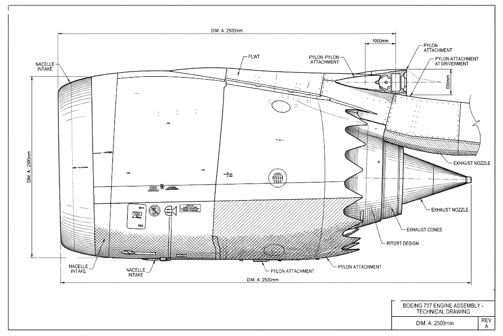 Boeing 737-800 Engine Nacelle - technická specifikace